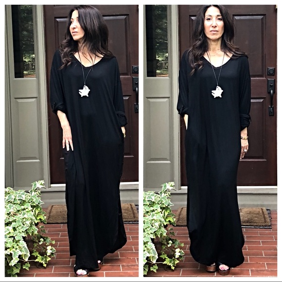 ✨LAST ONE ✨Black loose fit side pocket maxi dress - Picture 4 of 7